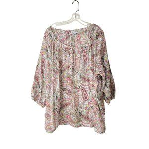 Sag Harbor Woman Floral Paisley Peasant Blouse